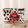Lip Pattern Printed Makeup Bag Corduroy With Zipper Cosmetic Storage Bag Multi-Functional Clutch Bags