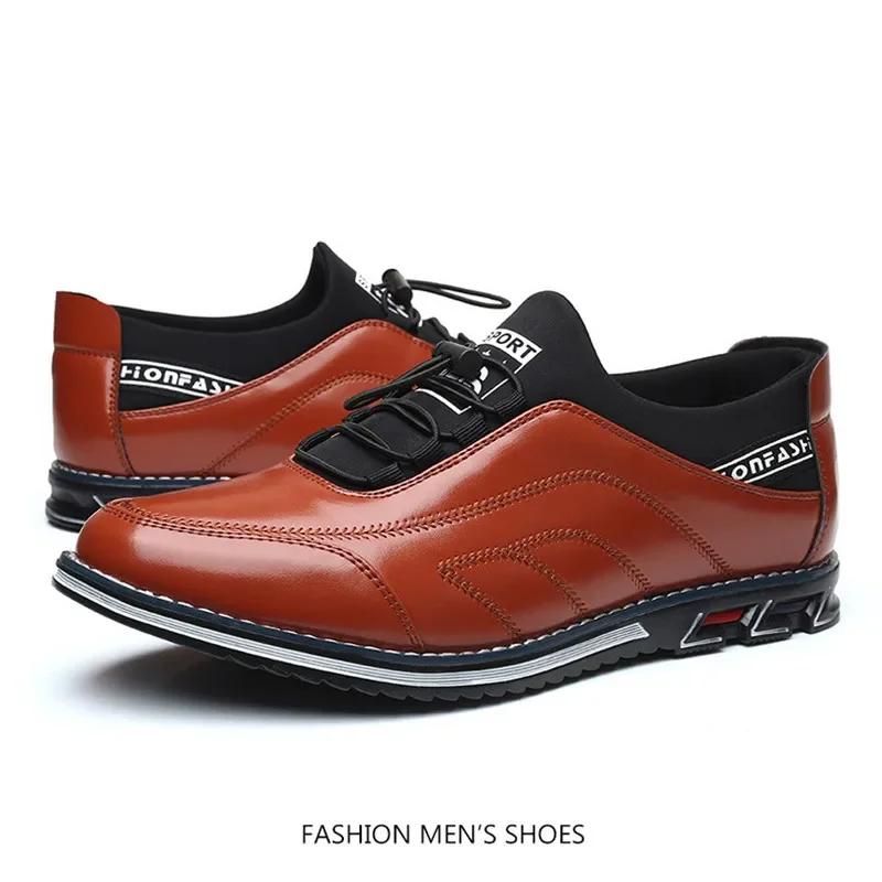 Fashion Men Casual Shoes Fashion Brand Classic Casual Men Pu Leather Shoes Black Hot Sale Breathable Business Lace-Up Men Shoes Big Size
