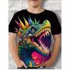 Summer Round Neck 3D Oil Painting Dinosaur Printed Top Fashionable Casual Short Sleeved Children's Boy T-shirts