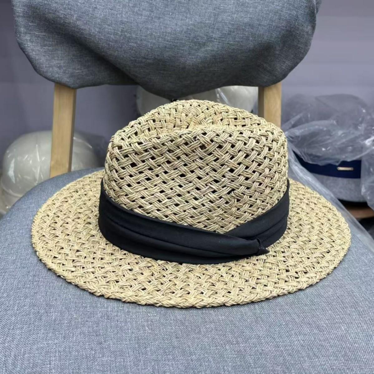 French vacation straw hat women s salty straw jazz top hat summer sun protection sun hat retro versatile casual sun hat чёрный