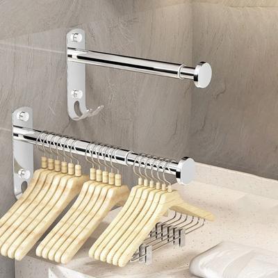 2Pcs Stainless Steel Clothes Hanger Storage Rack Punch-free Foldable Clothes Drying Hanger Wall-mounted Space Saving