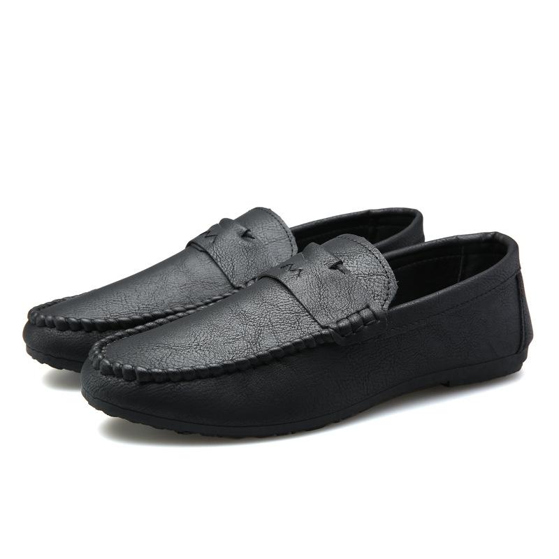Loafers men's trend 2025 new casual leather shoes summer breathable lazy one pedal soft-soled driving men's shoes