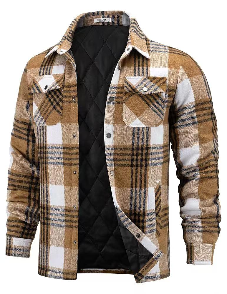 

2025 New Style Men s Plaid Long Sleeve Lapel Thickened Jacket M