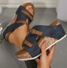 Donna Fibbia Metallica Pantofole Zeppa Donna 2026 Sandali Piattaforma Borchie Vintage Donna Pelle PU Taglia Larga Scarpe Estive 43