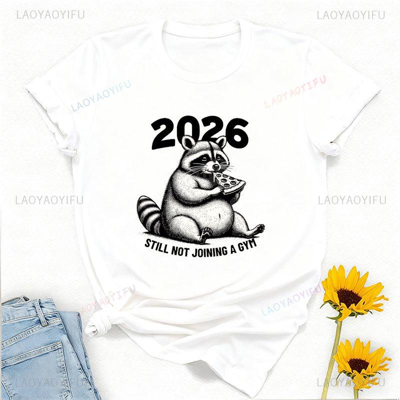 New Years 2026 Women Unisex Cotton Tshirts Funny Raccoon Happy New Year Happy New Year Shirt Digital Download Graphic T Shirts S