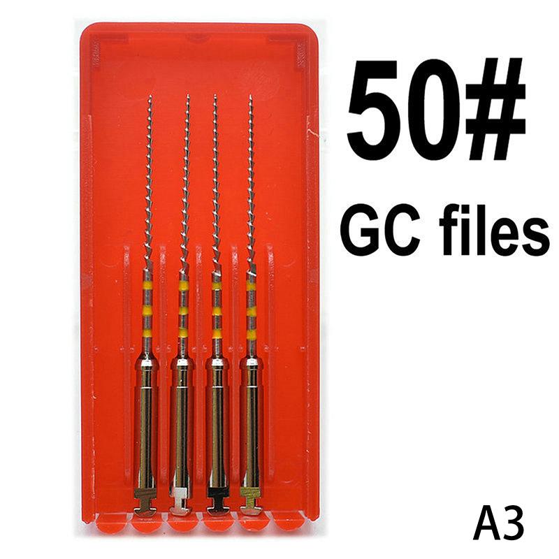4 Stück Dental Gc Feilen 25Mm 45-60# Edelstahl Wurzelkanal Revision Endodontie Instrumente Dentalfeilen Labor