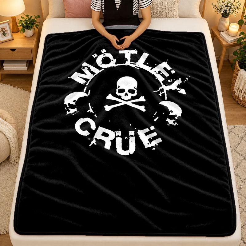 Flannel BlanketMotley Crue Warm Soft Throw Blanket for Indoor Sofa Bed Living Room Use