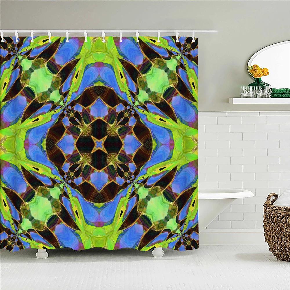 Bohemian Shower Curtains Retro Colorful Boho Printed Bath Curtain Polyester Fabric Home Decor Mosaic Shower Curtains with Hooks