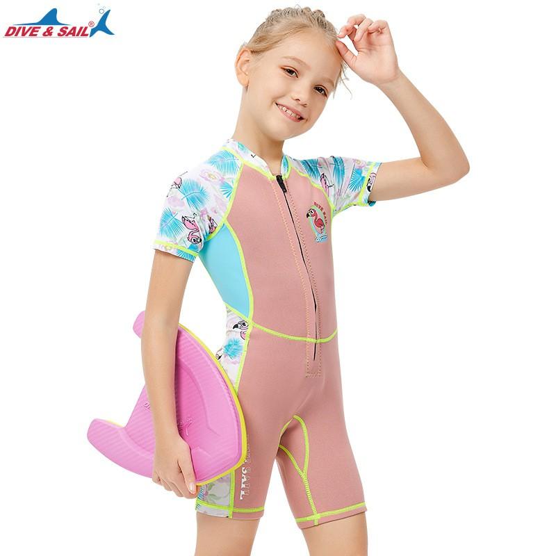Kids 2mm Neoprene Wetsuit Short Sleeve Shorts Set Snorkeling Swimming Surfing UV Protection