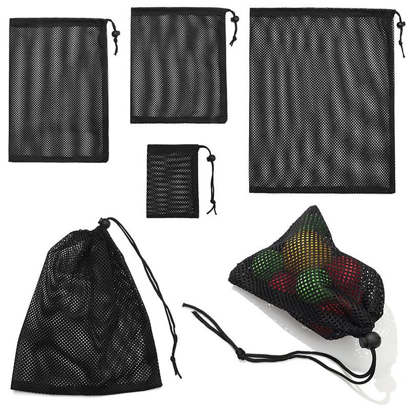 2Pcs Mesh Drawstring Storage Bag Breathable Durable Fabric Multi Purpose Home Travel For Sports Gear Swim Supplies Travel Use