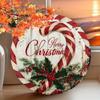 Vintage Metal Christmas Wall Art Round Retro Wreath Decor Sign Holiday Home Cafe Gift