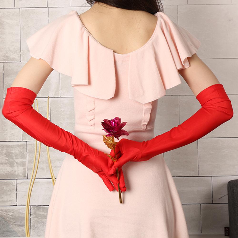

Lady Wedding Bridal Evening Party Satin Gloves Prom Costume Long чорний