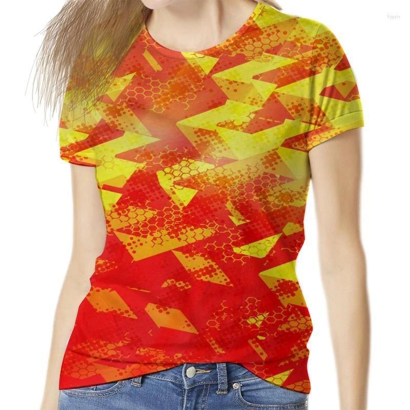 

Summer Round Neck 3D Camouflage Print Top Fashionable Casual Short Sleeved Women s T-shirts XS