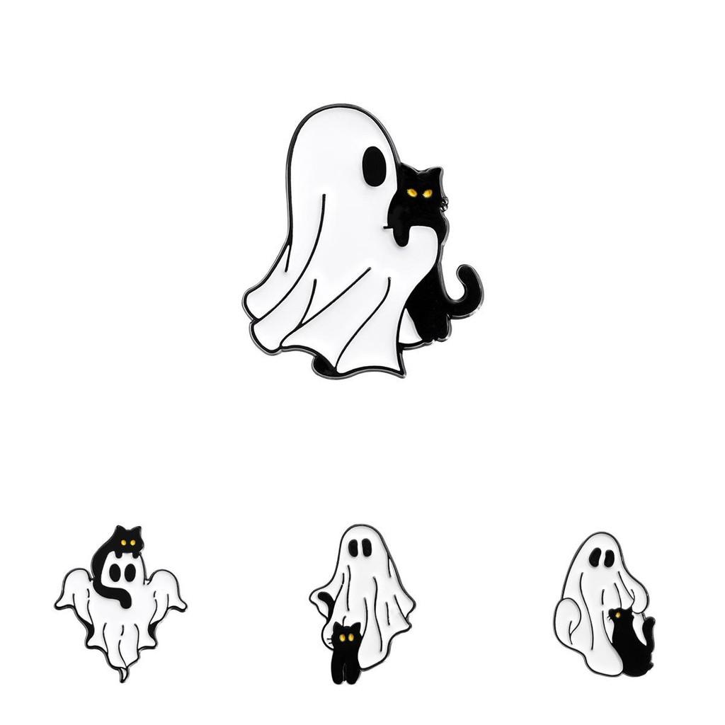 Unique Creative Halloween Skeleton Cat Brooch In Whimsical Design For Stylish Decoration
