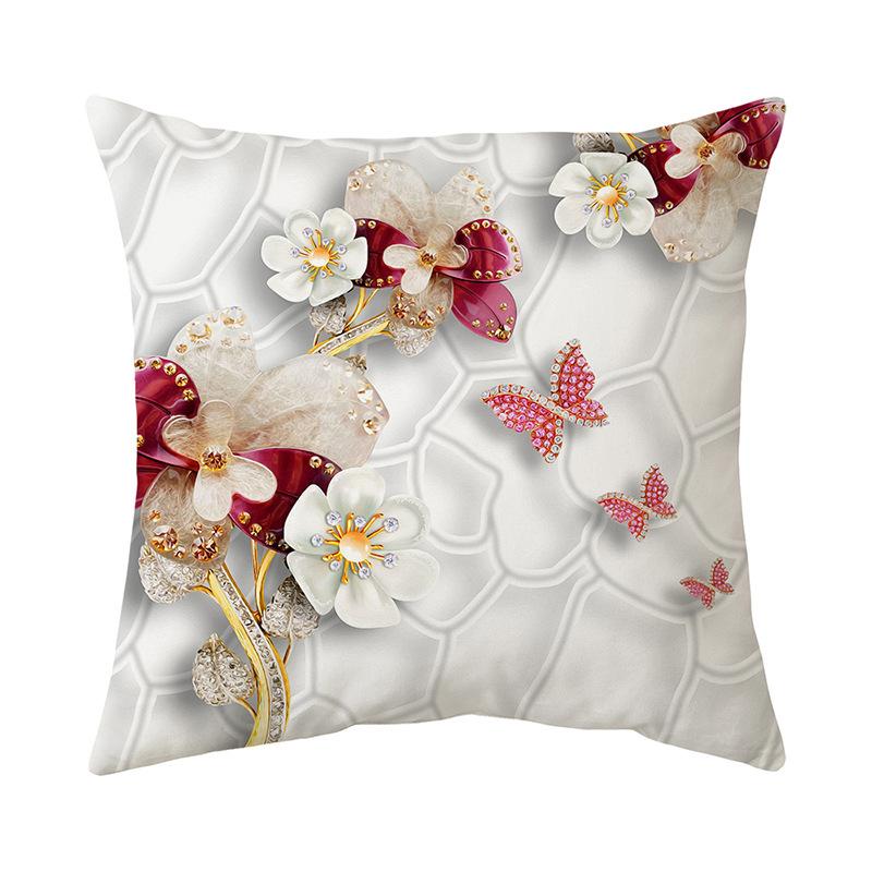 Golden Flower Pillow Cover Ultra Soft Short Plush Print Home Living Room Sofa Pillow Cover Cushion