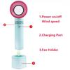 VAORLO USB Rechargeable Portable Bladeless Fan Handheld Mini Cooler No Leaf Handy Fan With 3 Speed Level LED Indicator Furniture