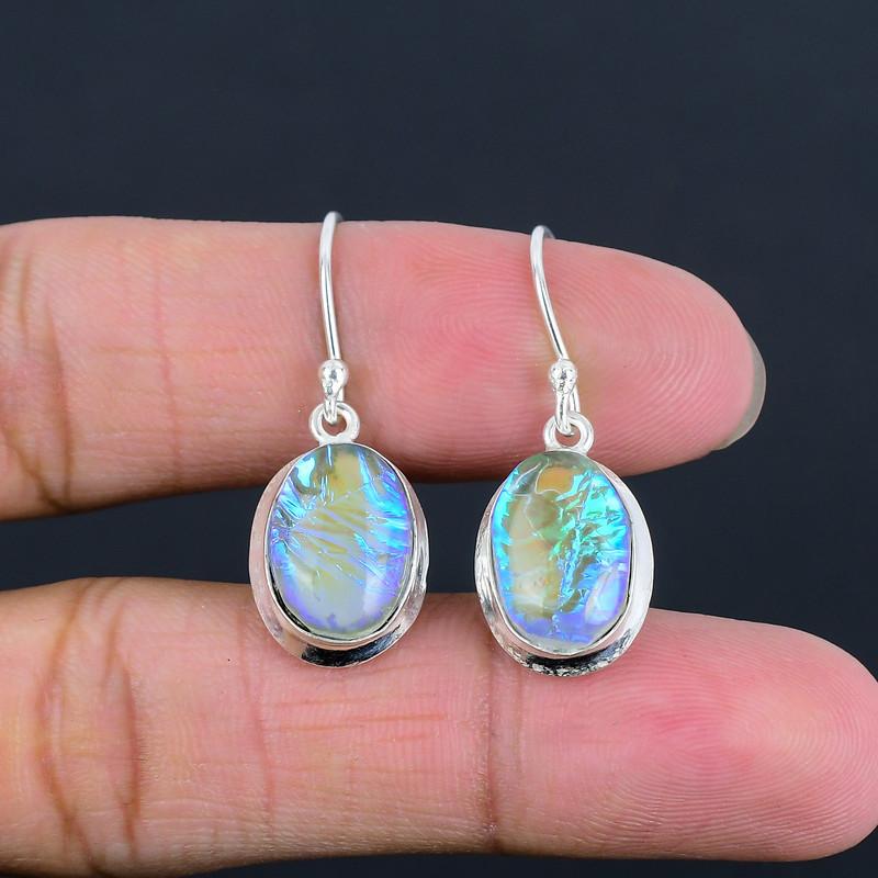 

Green Opal Drop Earring 925 Sterling Silver Handcrafted Earring LiteWeight HandMade Earring Gift for Best Girl Gift For Her ThanksGiving зелений