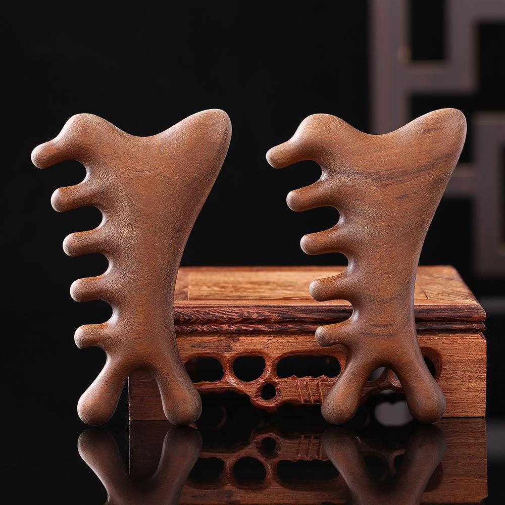 Sandalwood Four In One Massage Comb Multi Functional Head Dredging Tool Meridian Brushing Facial Beauty Scraping Massage Comb
