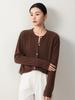 Yak Wool Women's Round Neck Cardigan - 2026 Autumn/Winter Solid Color Single-Breasted Sweater, Elegant Style