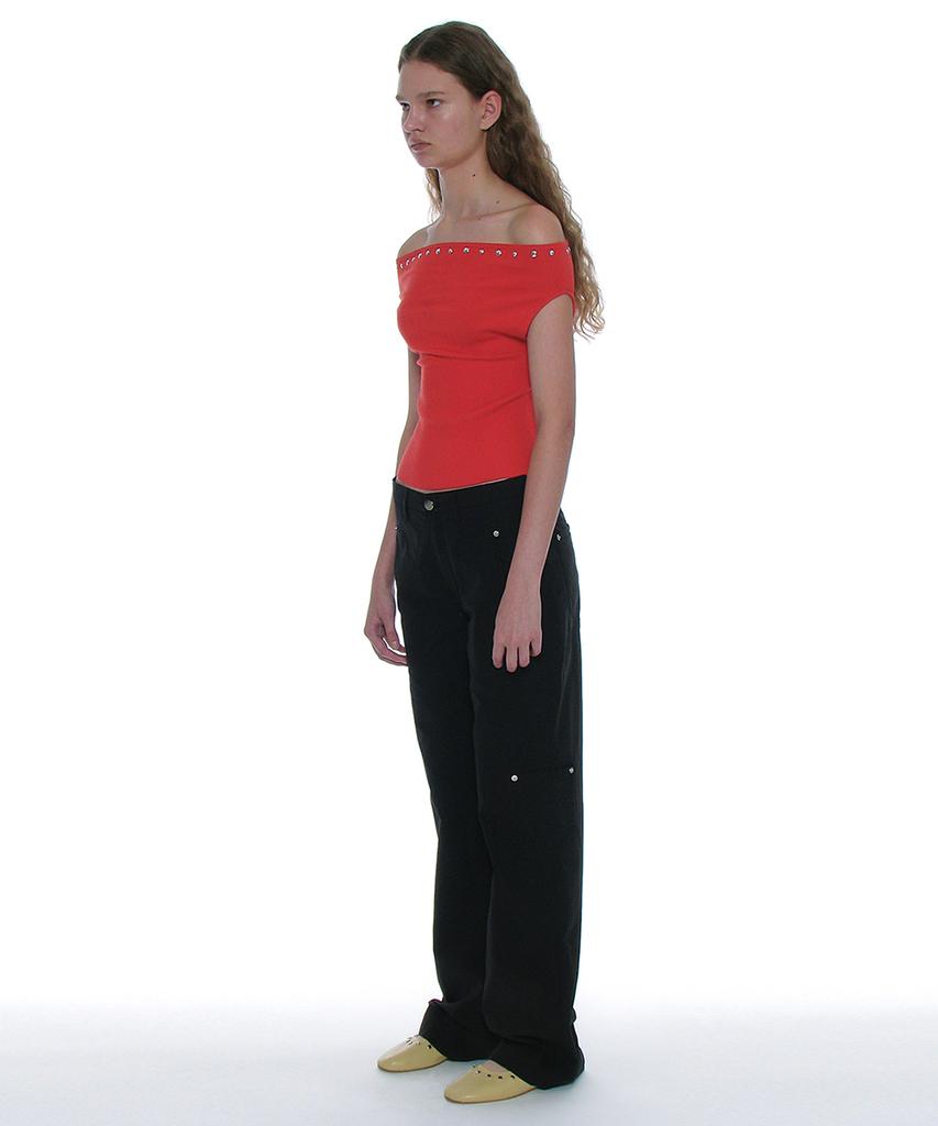 PARTIMENTO WOMEN Low-Rise Pocket Pointed Pants_Black
