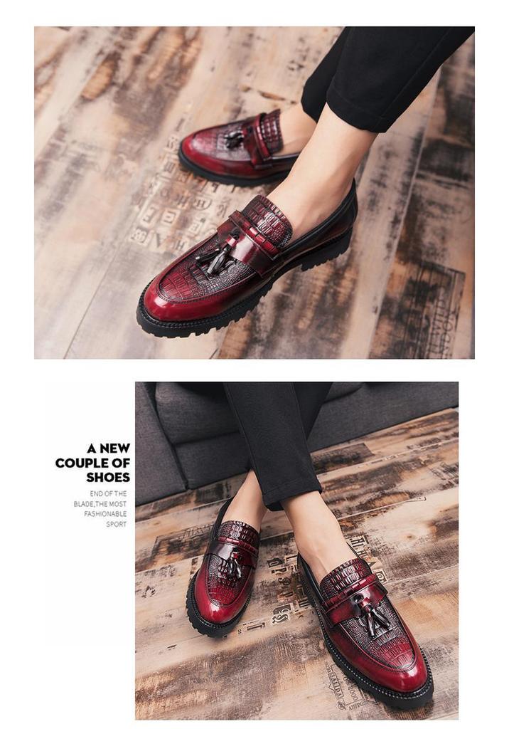 Men's Cross-Border Plus Size Casual Leather Tassel Shoes - Retro British Business Formal Style