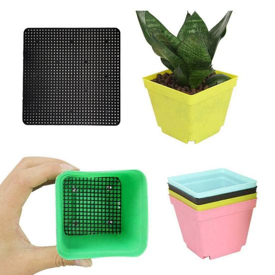 50Pcs/100Pcs Hollow Square Flower Pot Mat Bonsai Breathable Mesh Pad Cushion