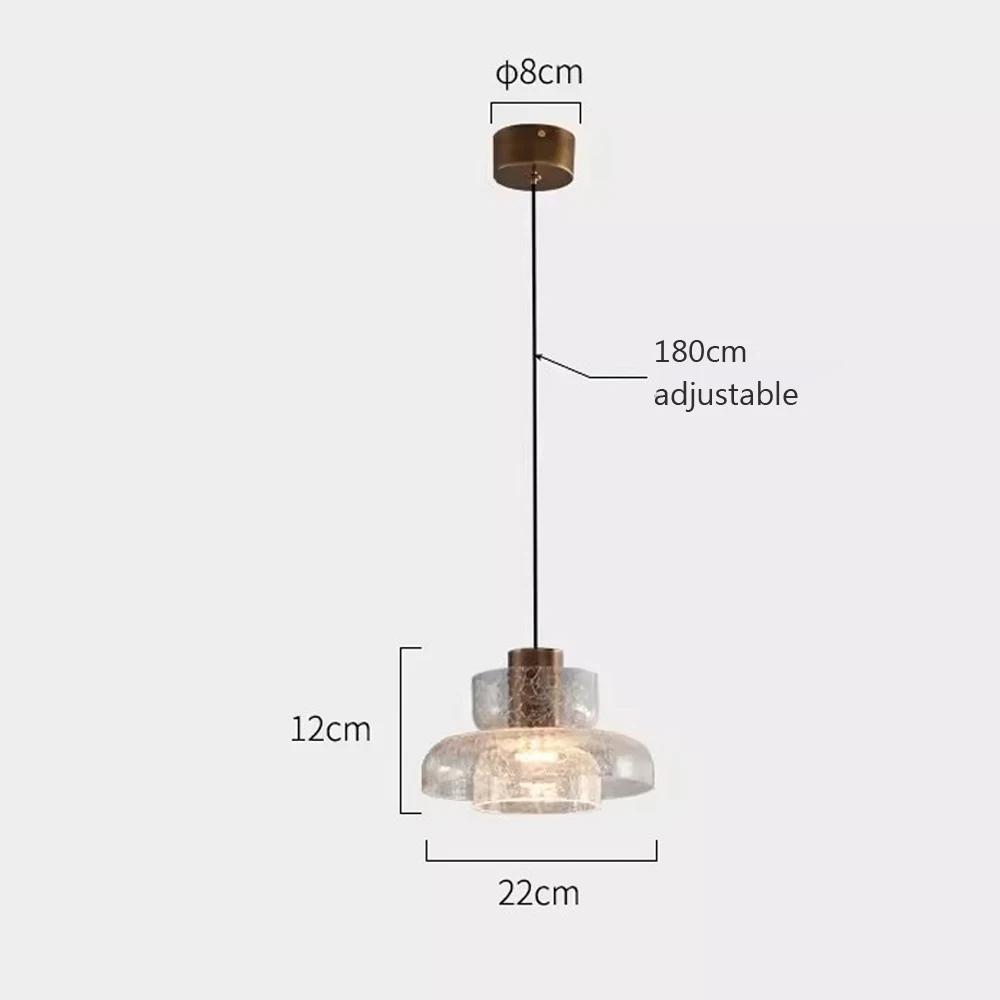 LED Retro Cracked Glass Pendant Lamp Modern Light Luxury Coffee Shop Bar Counter Bedroom Bedside Glass Atmosphere Chandelier