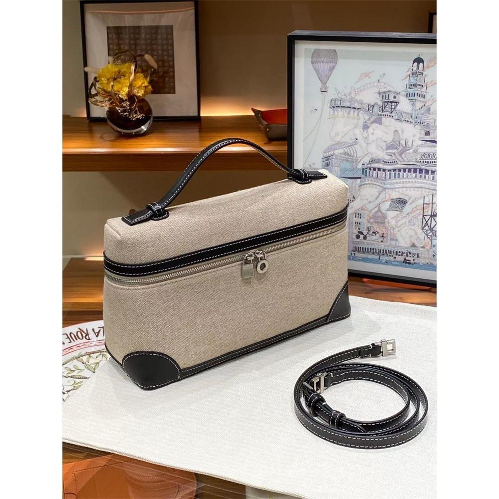 New LP27 handbag gigi same shoulder oblique span fashion canvas with leather bag temperament lunch box bag