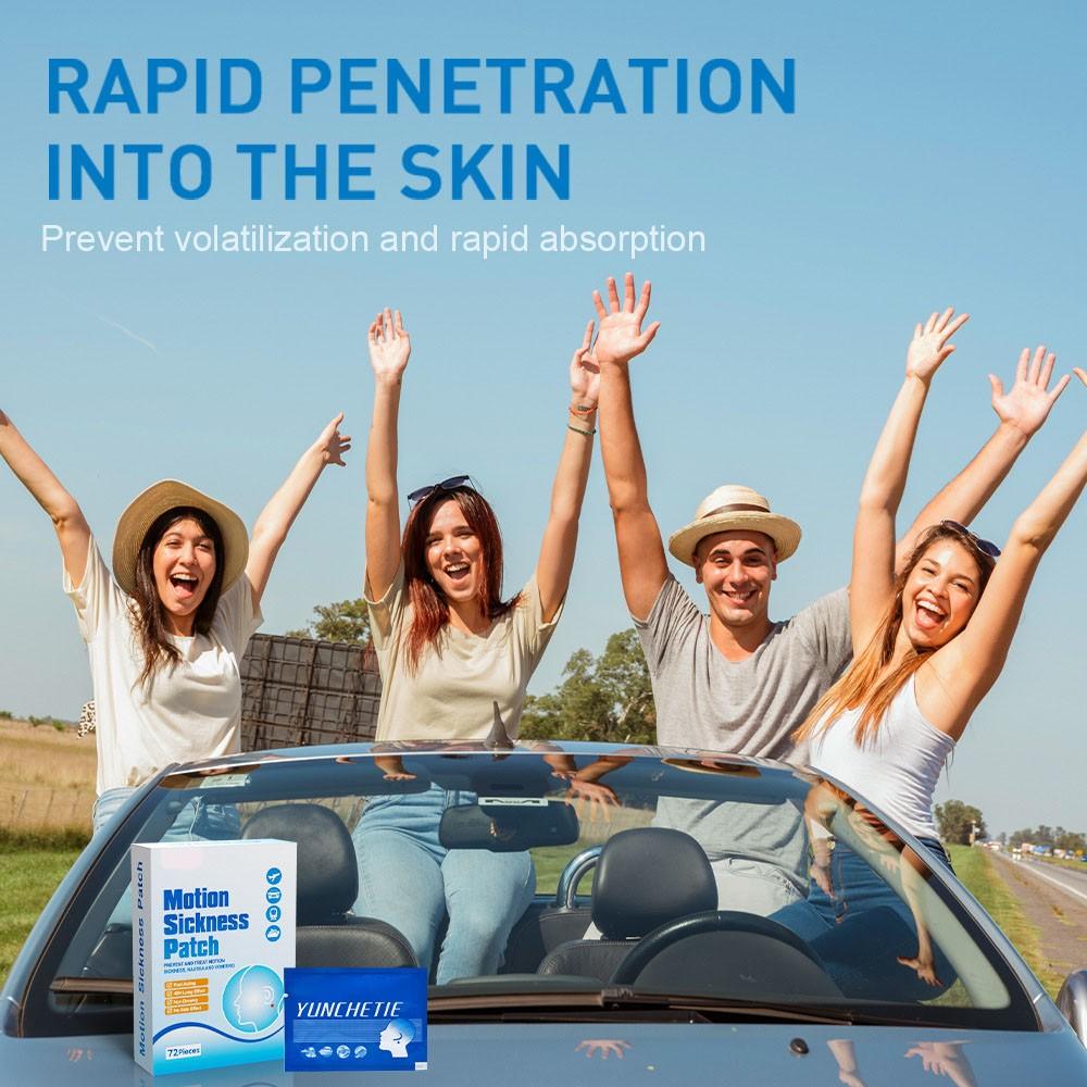 72 kusů náplastí proti kinetóze, náplastí proti závratím a náplastí proti mořské nemoci bez vedlejších účinků, vhodné pro cestování autem, lodí, letadlem, hraní her atd.
