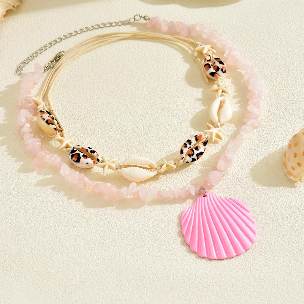 Natural Gravel Necklace European and American Jewelry Women's Bohemian Simple Fashion Marine Shell Sweater Chain