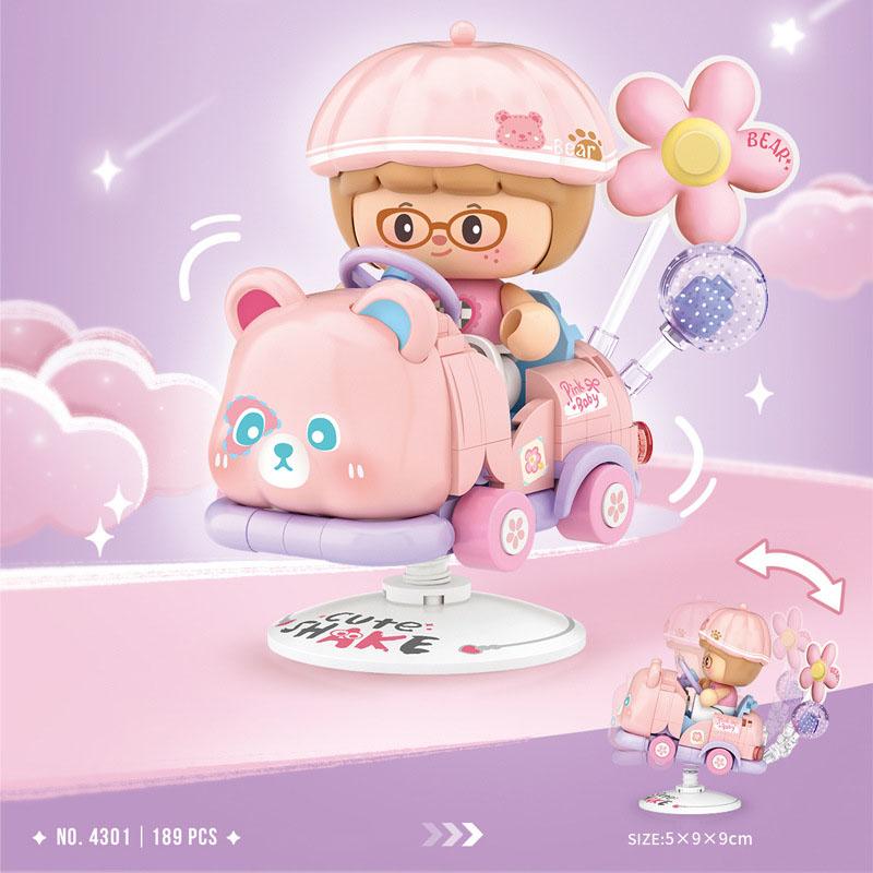Idea Cute Shake Cartoon Animal Small Kiddie Ride Mini Block Game Desktop Ornament Building Brick Figures Toys For Kids Gifts
