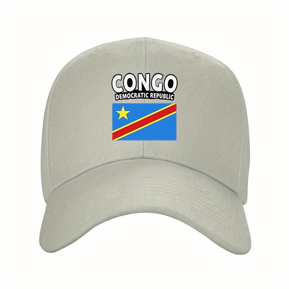 Pc Congo Democratic Republic Flag Text Print Lightweight Adjustable Snapback Cap Congo DRC National Emblem Casual Solid Co
