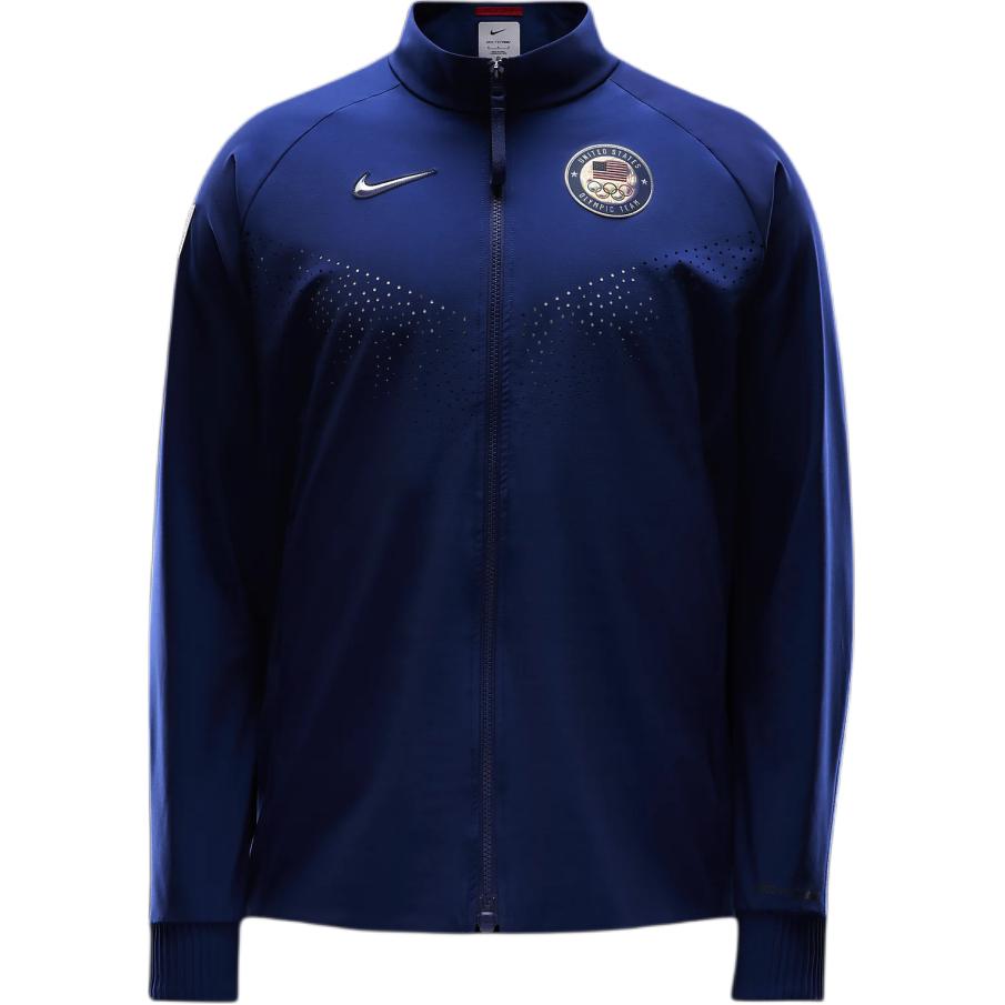 

Nike Куртка мужская с вышитым логотипом, воротником-стойкой, застежкой-молнией и длинными рукавами, синяя DZ3559-492 S