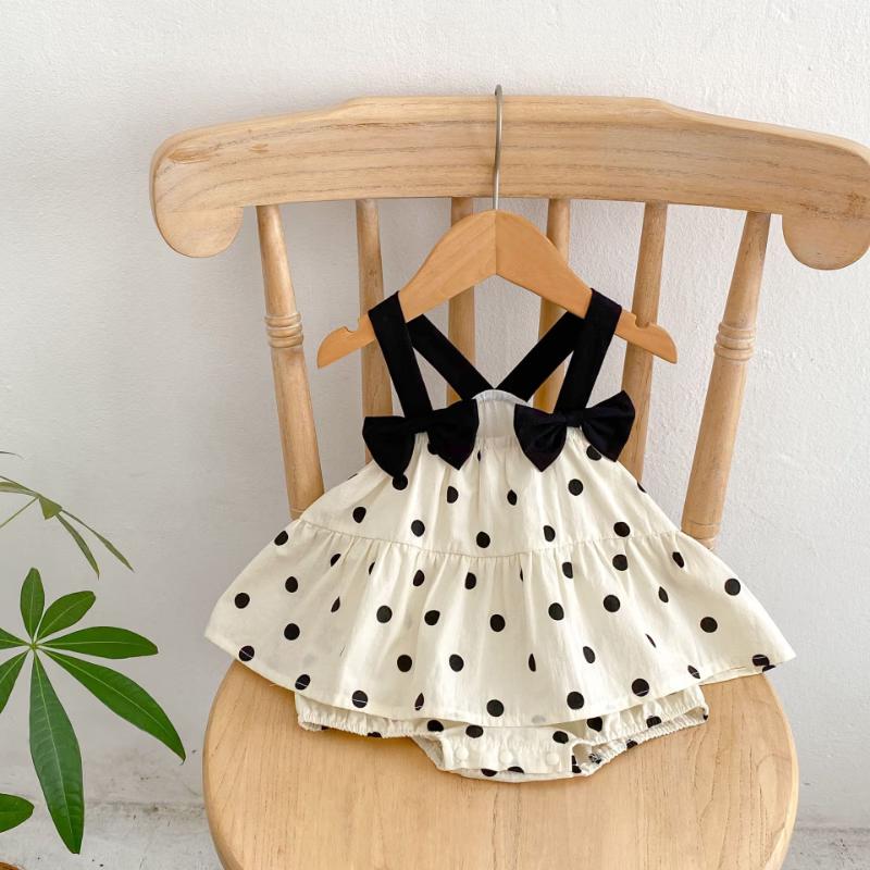 Baby Girls  Polka Dot Bow Romper L