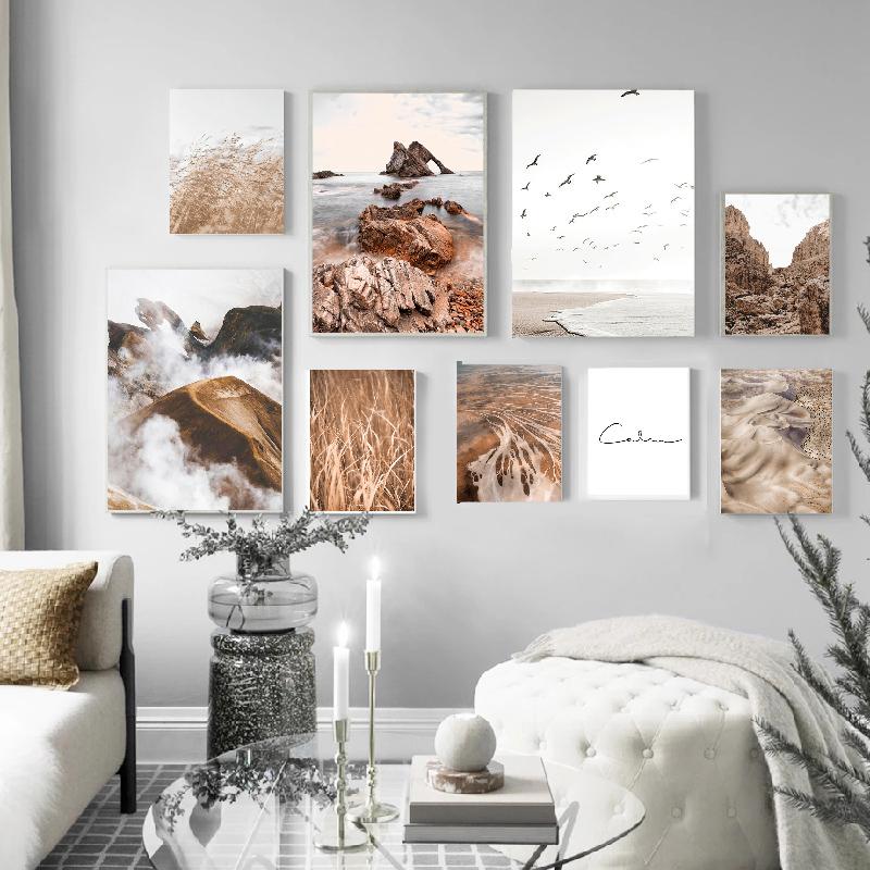 

Скандинавская осень, камень, пустыня, пляж, фронтон, искусство, гостиная, украшение для дома, постеры и принты, холст, картина, настенная картина