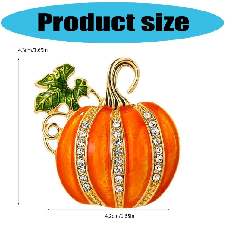 Unique Pumpkin Rhinestones Brooch Comfortable Wear Daily Glittering Detail Secure Closure Badge For Various Occasions
