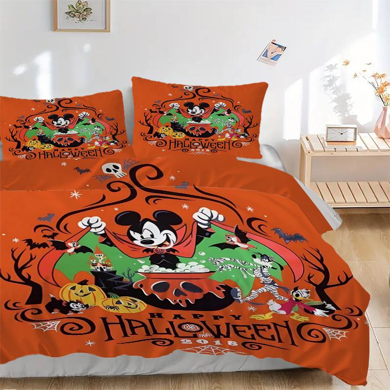 3pcs Mickey Happy Halloween Bedding Set Includes Quilt Cover and Pillowcases, Suitable for All Seasons B061