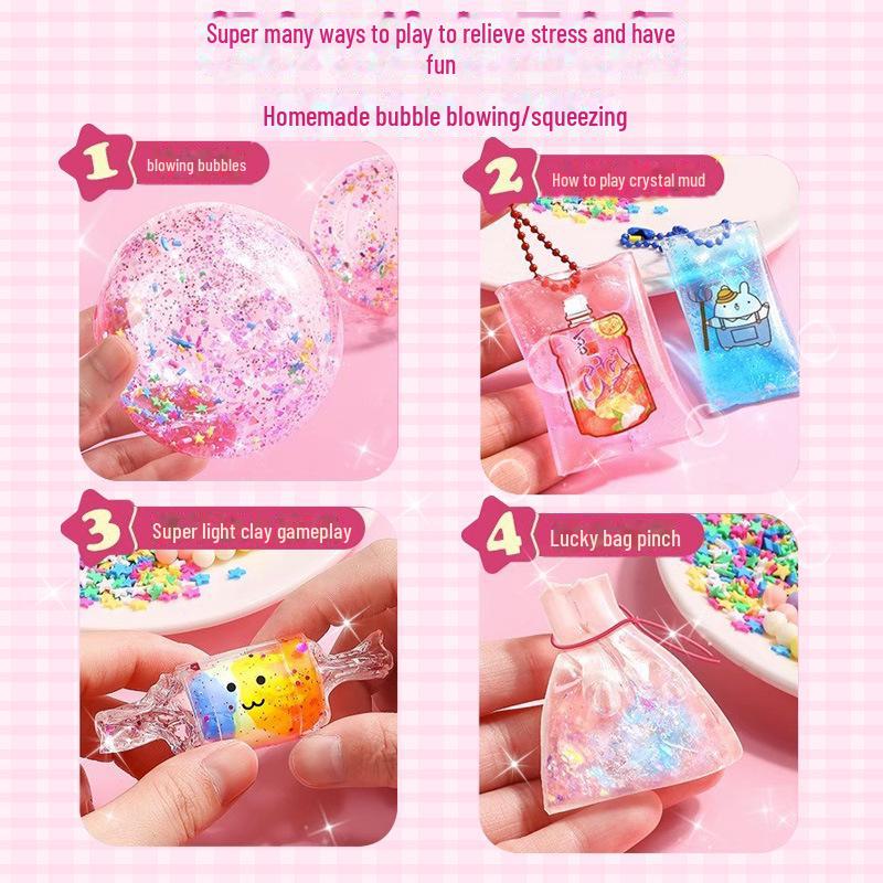 Nano Glue DIY Bubble Blowing Kit with Strong Sticky Double-Sided Tape and Decompression Toy