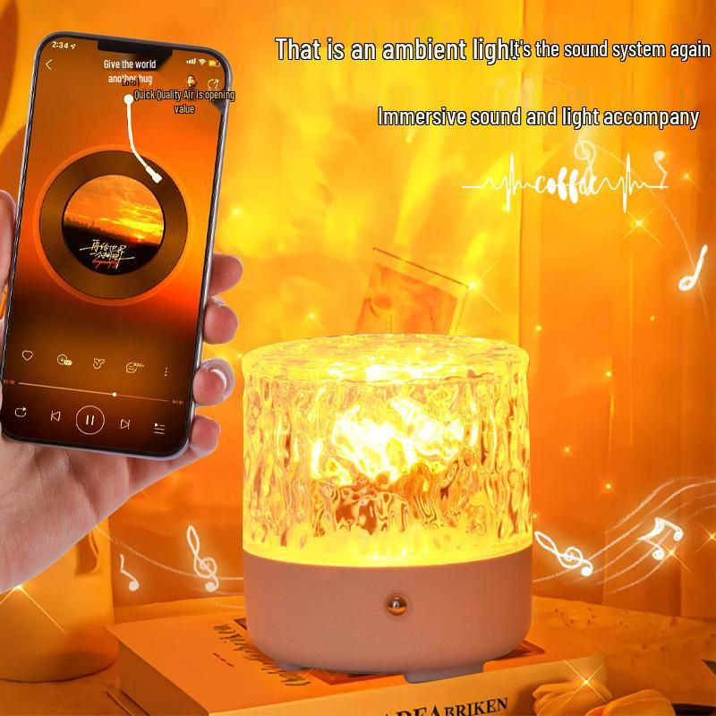 Rotating LED Ripple Atmosphere Lamp Speaker: Bedside Music & Night Light
