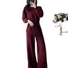 2025 Women's Casual Sports Commuting Suit – Autumn/Winter Sweatshirt & Wide-Leg Pants Fashion Two-Piece Set