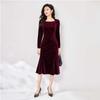 Elegantes einärmeliges Retro-Samt-Bodycon-Meerjungfrauenkleid - Herbst 2025 Kollektion