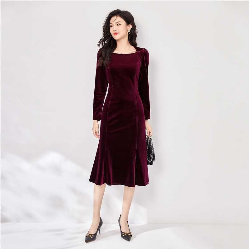 Elegantes einärmeliges Retro-Samt-Bodycon-Meerjungfrauenkleid - Herbst 2025 Kollektion