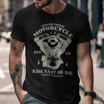 Motorcycle Engine T-Shirt: Ride Fast or Die Biker Gift