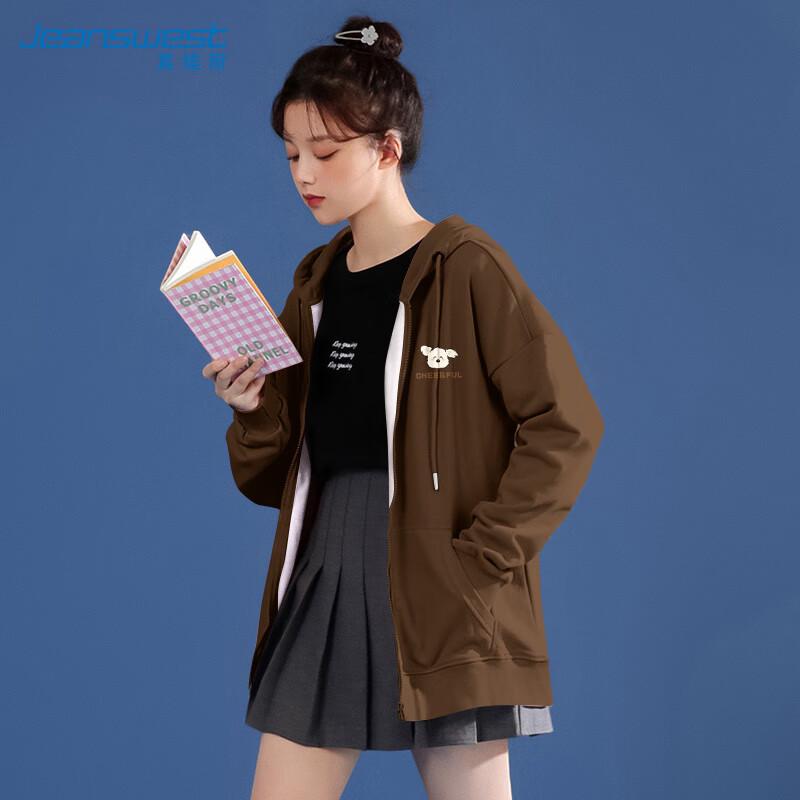 Sweat-shirt à capuche pour femme JEANSWEST avec imprimé chien de dessin animé