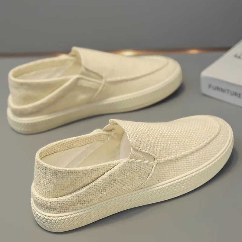 Scarpe in tessuto estive traspiranti casual suola morbida tela di lino mezze pantofole scarpe