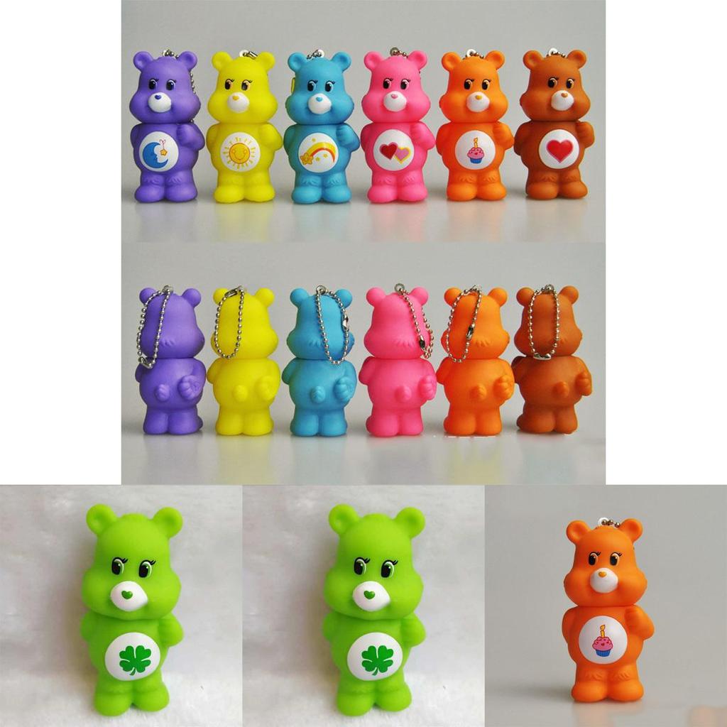 PVC-Kunststoff Care Bears Schlüsselanhänger Spielzeugfiguren Tasche Anhänger Kinder Weihnachten Geburtstagsgeschenk