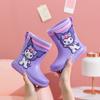 Children's Rain Boots with Fleece Lining Kuromi Cinnamoroll Hello Kitty Girls' Rain Boots Non-Slip Kids' Rubber Shoes