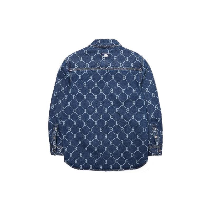 MLB Boston Red Sox All Over Print Diamond Logo Denim Long Sleeve Shirt Unisex shirts Blue 3ADRMN421-43BLS