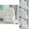 Minimalist Nylon Student Backpack With Geometric Pattern And Floral Details For Daily Use