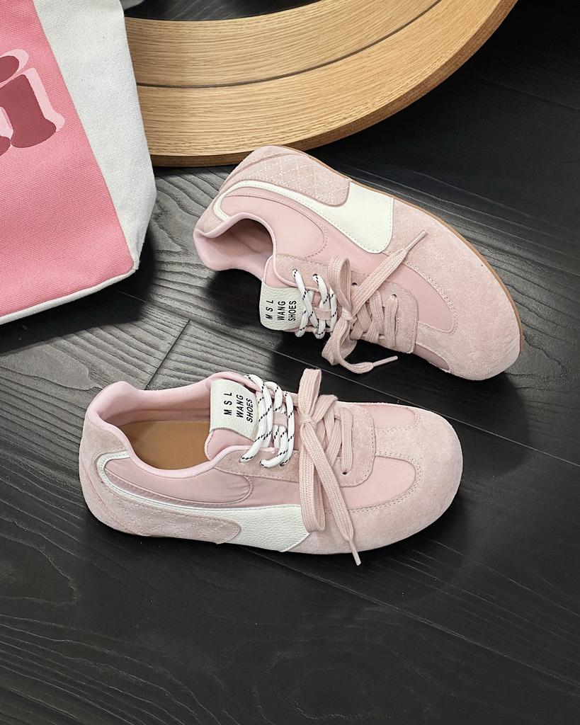 Lightweight Soft Sole~ Leather Single Ugly Cute German Training Shoes Women's 2025 Spring New Two-color Shoelaces Casual Forrest Gump Shoes.